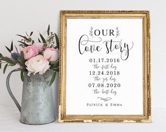 Letrero personalizado de boda "Nuestra historia de amor" (descarga digital)
