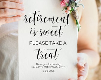 Retirement Treat Sign: Personalized Party Decor (Digital Download)