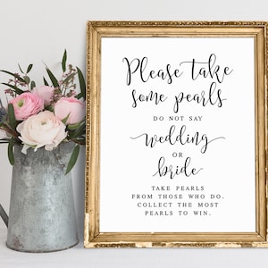 Please Take Some Pearls, Bridal Shower Pearl Hunt Sign, Bridal Party Sign, Bridal Shower Signs, Bridal Party Game Sign, Bachelorette Signs