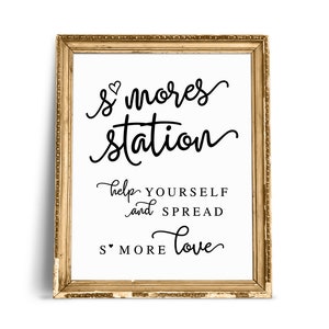 Plaque de mariage S&#39;mores Station : calligraphie moderne (téléchargement numérique)