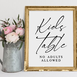 Kids Table Wedding Sign: Modern Minimalist Decor (Digital Download)