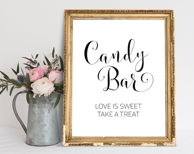 Candy Bar Sign, Candy Bar Signs, Bridal Shower Sign, Candy Bar Wedding ...