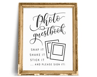 Photo Guest Book, Wedding Signs, Photo Guest Book Sign, Snap It, Shake It, Stick It, Sign It, Wedding Printables, Guestbook Sign Wedding