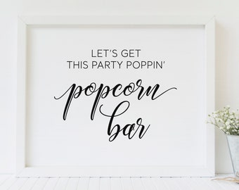 Popcorn Bar Sign: Wedding Reception Decor (Digital Download)
