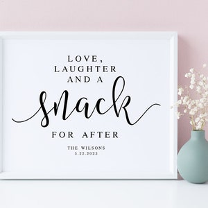 Personalisiertes Hochzeits-Snack-Schild: Liebe, Lachen (PDF & JPG)