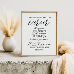 Personalized Retirement Gift Sign: Career Stats (PDF & JPG)