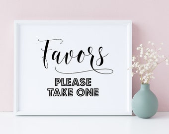 Wedding Favors Sign: Please Take One, Minimalist Print (Digital Download)