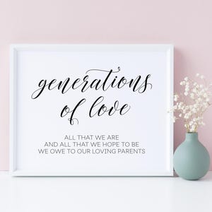 Generations of Love Wedding Sign: Printable Wall Art (Digital Download)