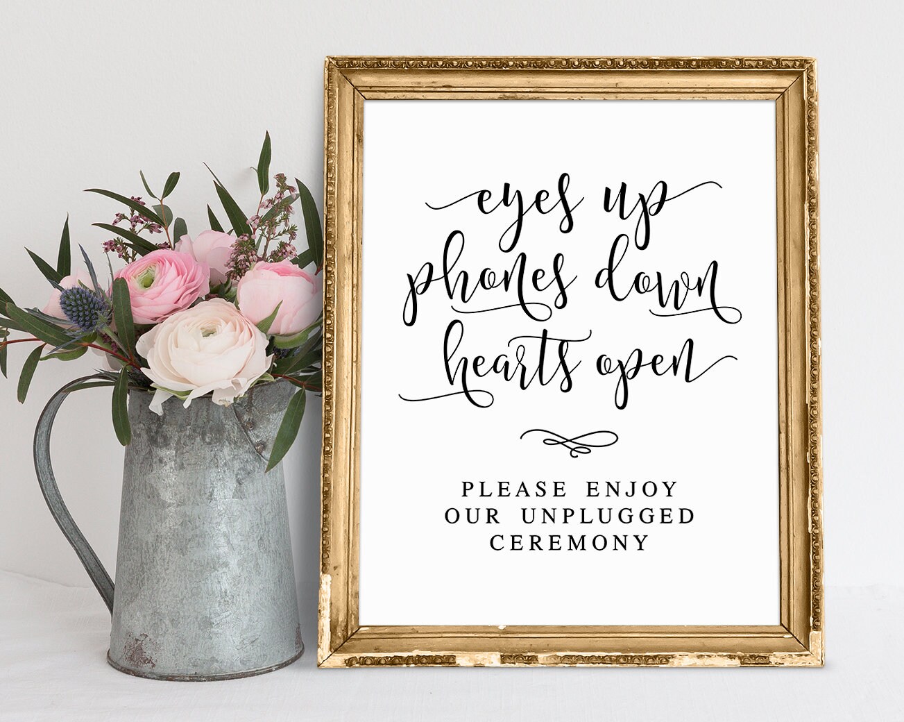 Eyes Up Phones Down Hearts Open Unplugged Ceremony Sign Etsy
