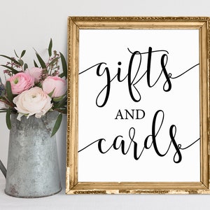 Wedding Cards and Gifts Sign: Elegant Calligraphy Printable (Digital Download)