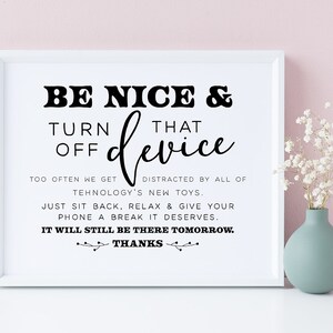 Unplugged Ceremony Sign: Wedding Decor Printable (PDF & JPG)