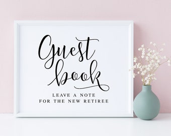 Retirement Guest Book Sign: Elegant Script (Digital Download)