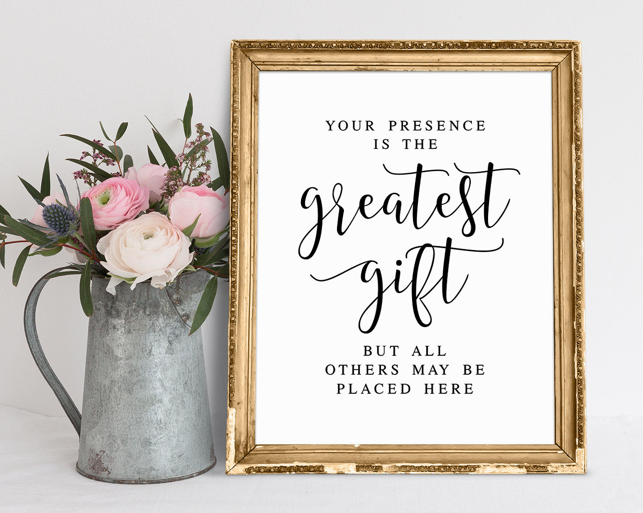 Wedding Gift Table Sign, Your Presence is the Greatest Gift 