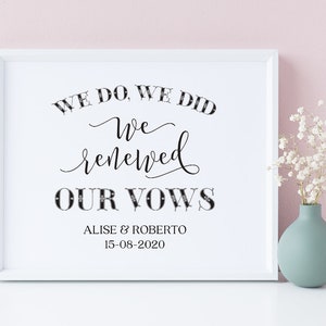 Personalized Vow Renewal Sign: Custom Wedding Printable (PDF & JPG)