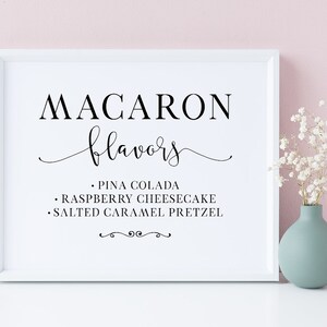 Macaron Flavors Wedding Sign: Printable Table Decor (PDF & JPG)