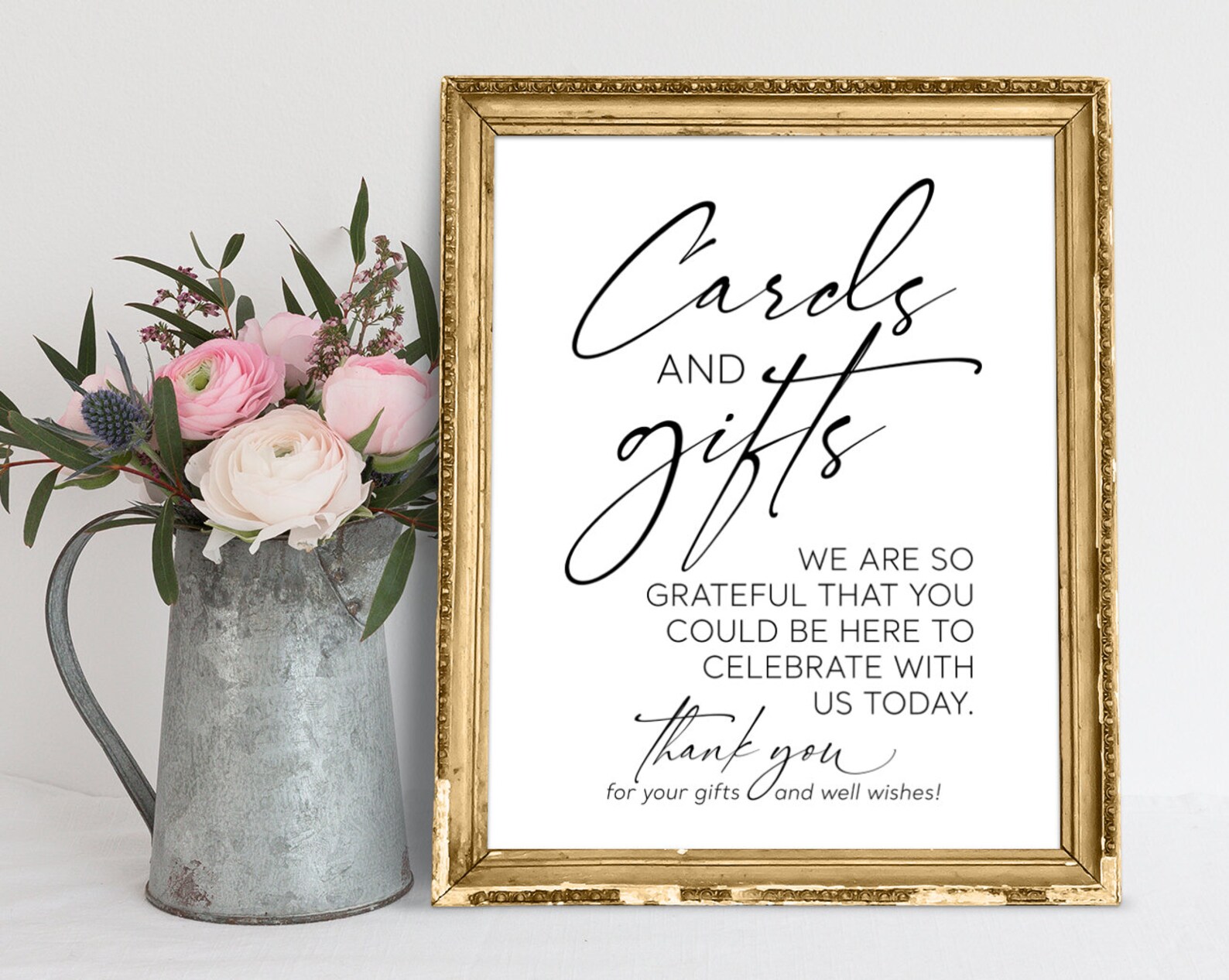 Cards and Gifts Wedding Sign: Modern Script Printable (digital Download ...