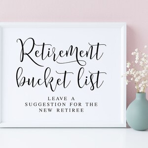 Retirement Bucket List Sign: Guestbook Suggestion Print (Digital Download)