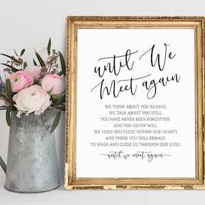Placa até nos encontrarmos novamente, sempre pensamos em você, ainda falamos sobre você, placa de memória amorosa de casamento, em memória amorosa, placa memorial
