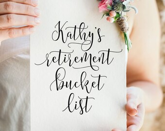 Personalized Retirement Bucket List Sign: Printable Guestbook (PDF & JPG)