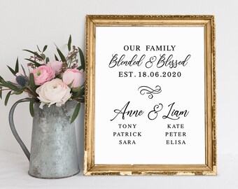 Personalized Blended Family Wedding Sign (Digital Download)