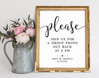 Please Join Us For Group Photo Sign, Wedding Signs, Wedding Signage, Wedding Photo Sign, Wedding Info Sign, Wedding Printables, Decor Sign