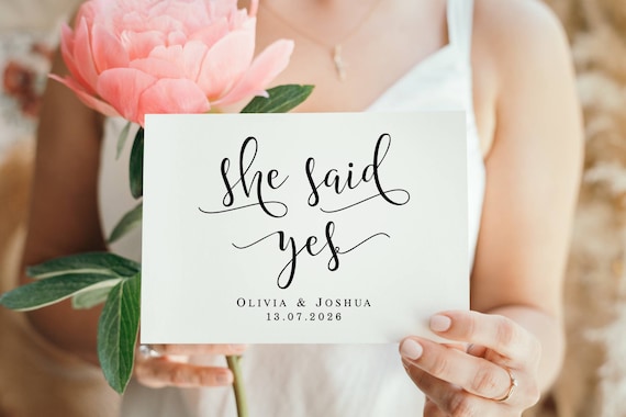Personalized Engagement Sign: She Said Yes, Wedding Printable (PDF & JPG)