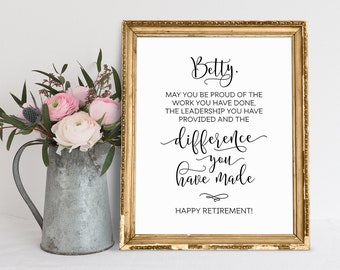 Happy Retirement Sign, Retirement Celebration,  Difference You Have Made Sign, Retirement Party Sign, Retirement Signs, Retirement Sayings