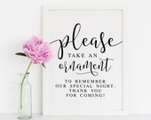 Wedding Ornament Favor Sign: Winter Wedding Decor Print (Digital Download)