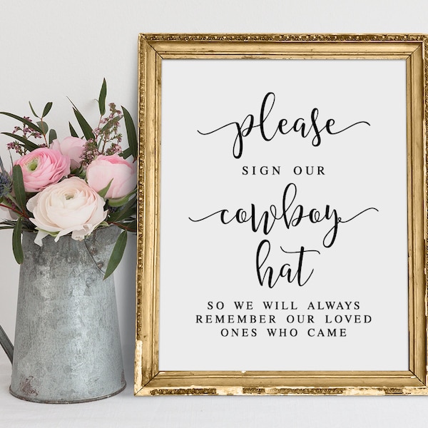 Please Sign Our Cowboy Hat, Wedding Signs, Wedding Printables, Cowboy Hat Guestbook Sign, Hat Guest Book Sign, Wedding Prints, Instant Decor