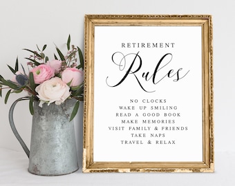 Retirement Rules Sign: Printable Retirement Party Decor (PDF & JPG)