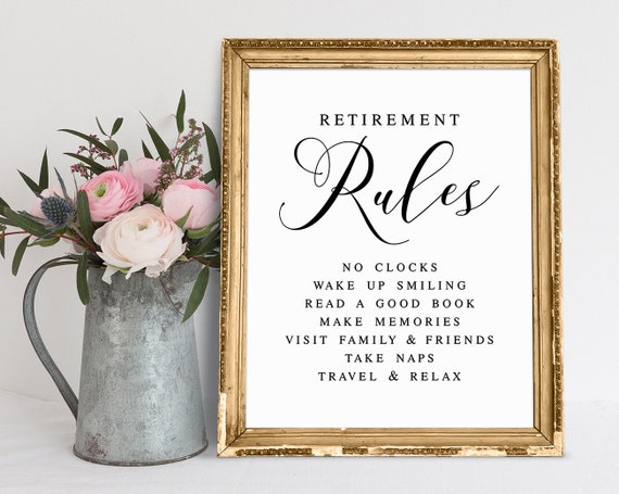 Retirement Rules Sign Retirement Party Sign Retirement Sign | Etsy