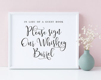 Libro degli ospiti a forma di botte di whisky: decorazione per matrimonio (download digitale)