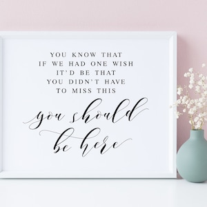 You Should Be Here Wedding Memorial Sign, Wedding Memory Sign, Memory Table Sign, Wedding Memorial Decor, Memory Candle Sign, Memory Quotes