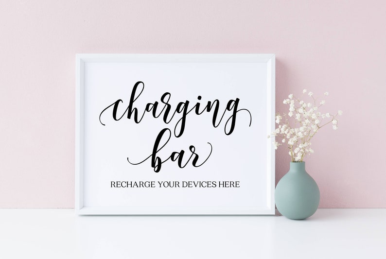Recharge Printable Sign Charging Bar Wedding Sign: Modern Minimalist Printable (digital ...