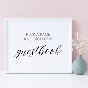 Pick A Page And Sign Our Guestbook, Wedding Signs, Wedding Signage, Please Sign Our Guestbook, Guest Book Sign, Wedding Guestbook Sign