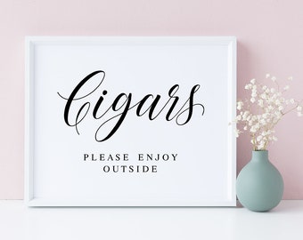 Cigars Please Enjoy Outside, Wedding Cigar Bar Sign, Cigars Sign, Wedding Cigar Sign, Wedding Signs, Wedding Signage, Reception Signs