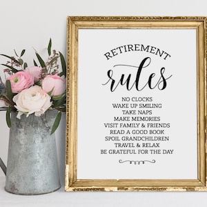 Retirement Rules Sign: Colleague Gift Printable (PDF & JPG)