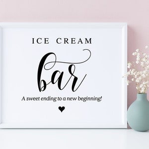 Ice Cream Bar Sign: Minimalist Wedding Decor (Digital Download)