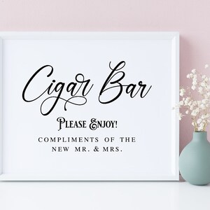 Cigar Bar Sign, Wedding Signs, Cigar Sign, Please Enjoy, Compliments of ...