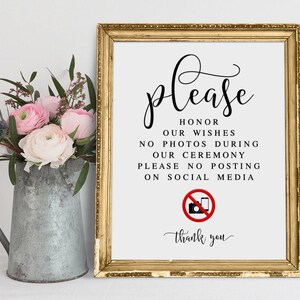 Unplugged Wedding Sign: No Photos, No Social Media (Digital Download)