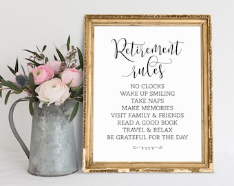 Retirement Rules Sign: Printable Retirement Sayings (PDF & JPG)