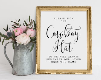 Libro degli ospiti per matrimonio con cappello da cowboy: decorazione stampabile per ricevimento (download digitale)