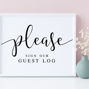 Please Sign Our Guest Log, Wedding Signs, Log Guest Book Sign, Wedding Signage, Wedding Guest Book Sign, Log Guestbook, Wedding Printables