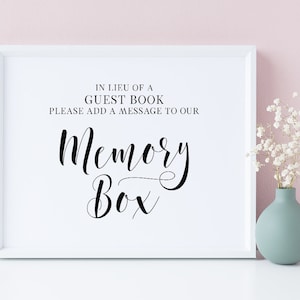 In Lieu Of A Guest Book Sign, Wedding Memory Box, Memory Box Guest Book Sign, Wedding Signage, Reception Signs, Wedding Sign, Printable Sign