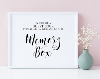 In Lieu Of A Guest Book Sign, Wedding Memory Box, Memory Box Guest Book Sign, Wedding Signage, Reception Signs, Wedding Sign, Printable Sign