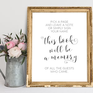 Wedding Guestbook Sign, Pick A Page And Leave A Note, This Book Will Be A Memory Of All The Guests Who Came, Wedding Memory Book Sign