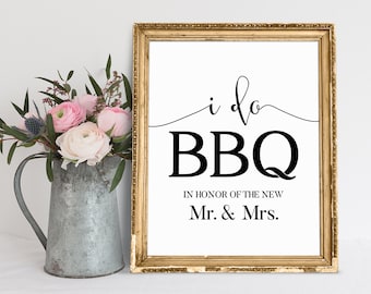 I Do BBQ Wedding Sign: Picnic Reception Decor (Digital Download)