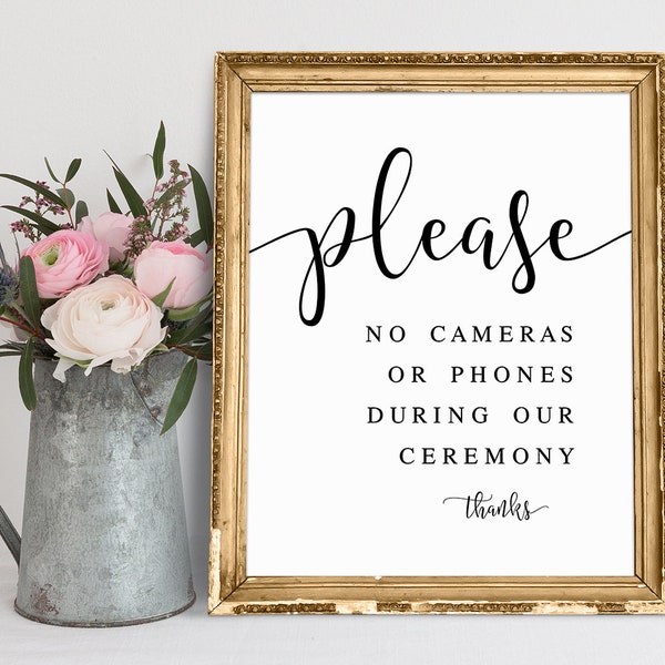 No Phones Ceremony Sign, No Photos Sign, Unplugged Sign, Please No Cameras Or Phones During Our Ceremony, Unplugged Ceremony Sign Wedding