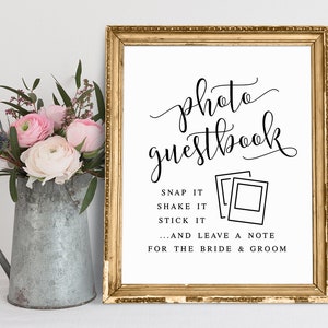 Photo Guestbook Sign, Wedding Photo Guest Book, Snap It, Shake It, Stick It, Leave A Note For The Bride And Groom, Wedding Guestbook Sign