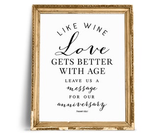 Wine Guest Book Sign: 'Love Gets Better With Age' Wedding Printable (Digital Download)